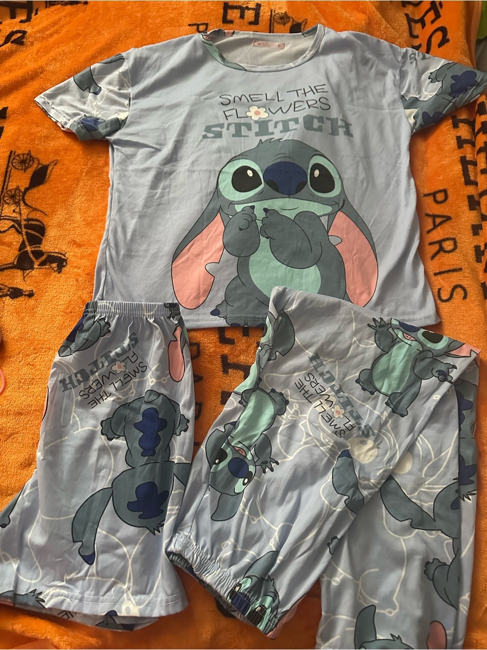 Disney Stitch Light Blue women  Pajama Set